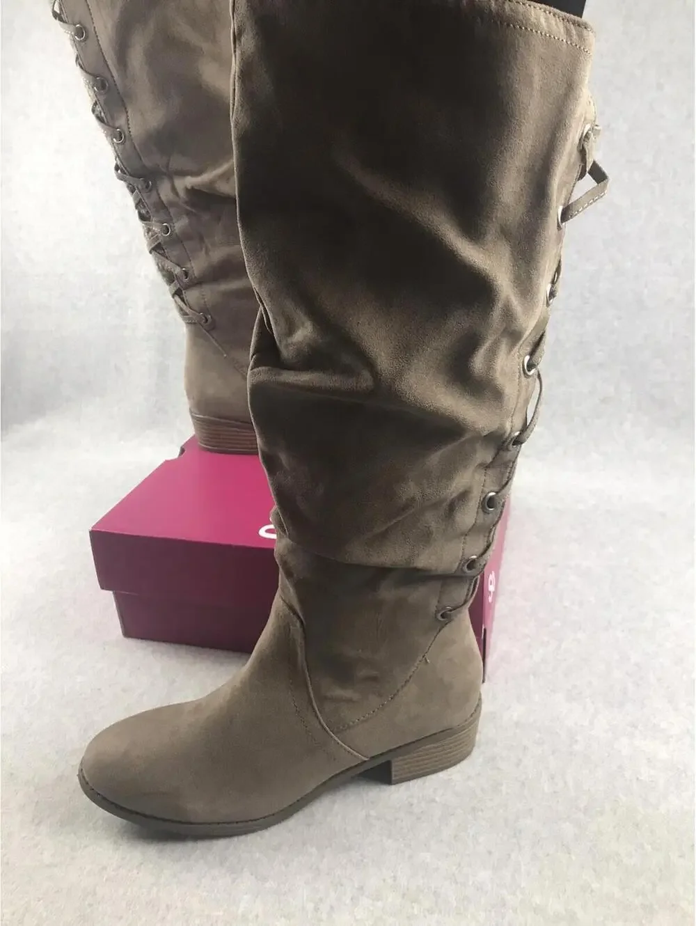 SO Knee-High Boots Womens 10 Othonna Faux Suede Knitted Backing